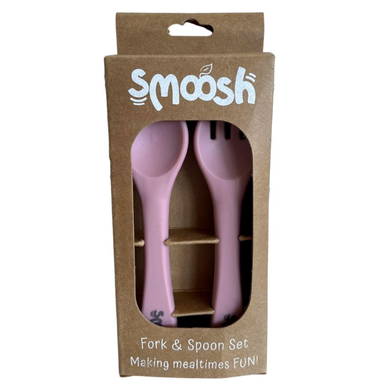 Smoosh Fork and Spoon Set - Pink