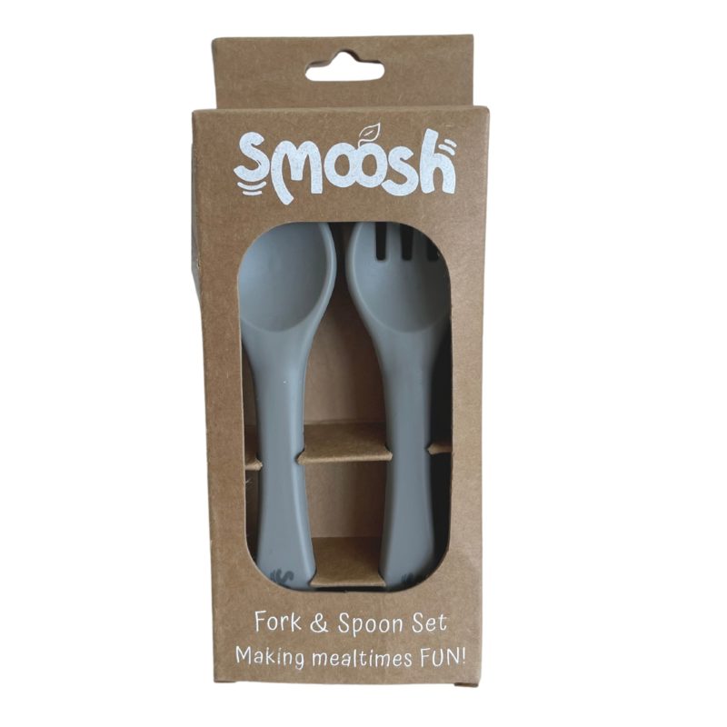 Smoosh Fork and Spoon Set - Grey